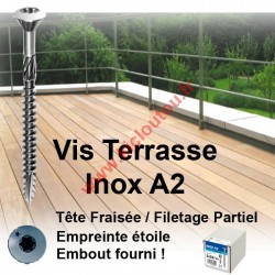 Vis pour Terrasse Bois Durs TF Torx 5X70 Inox Aisi 410