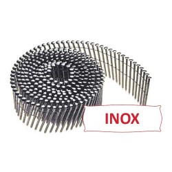 Pointes 16° 2.3x55 mm crantées INOX A2 TB en rouleaux plats fil inox